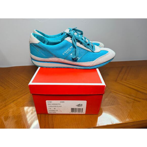 Coach | Shoes | Coach Mae Turquoises And Grey Suede Sneakers  COACH Mae Turquoises and Grey Suede Sneakers 7.5